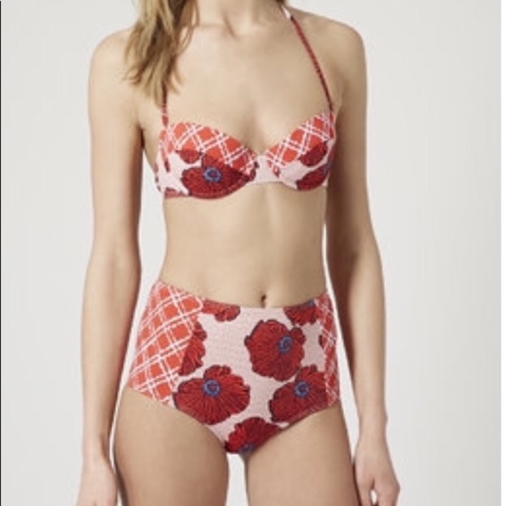 Top Shop Red Floral Bikini